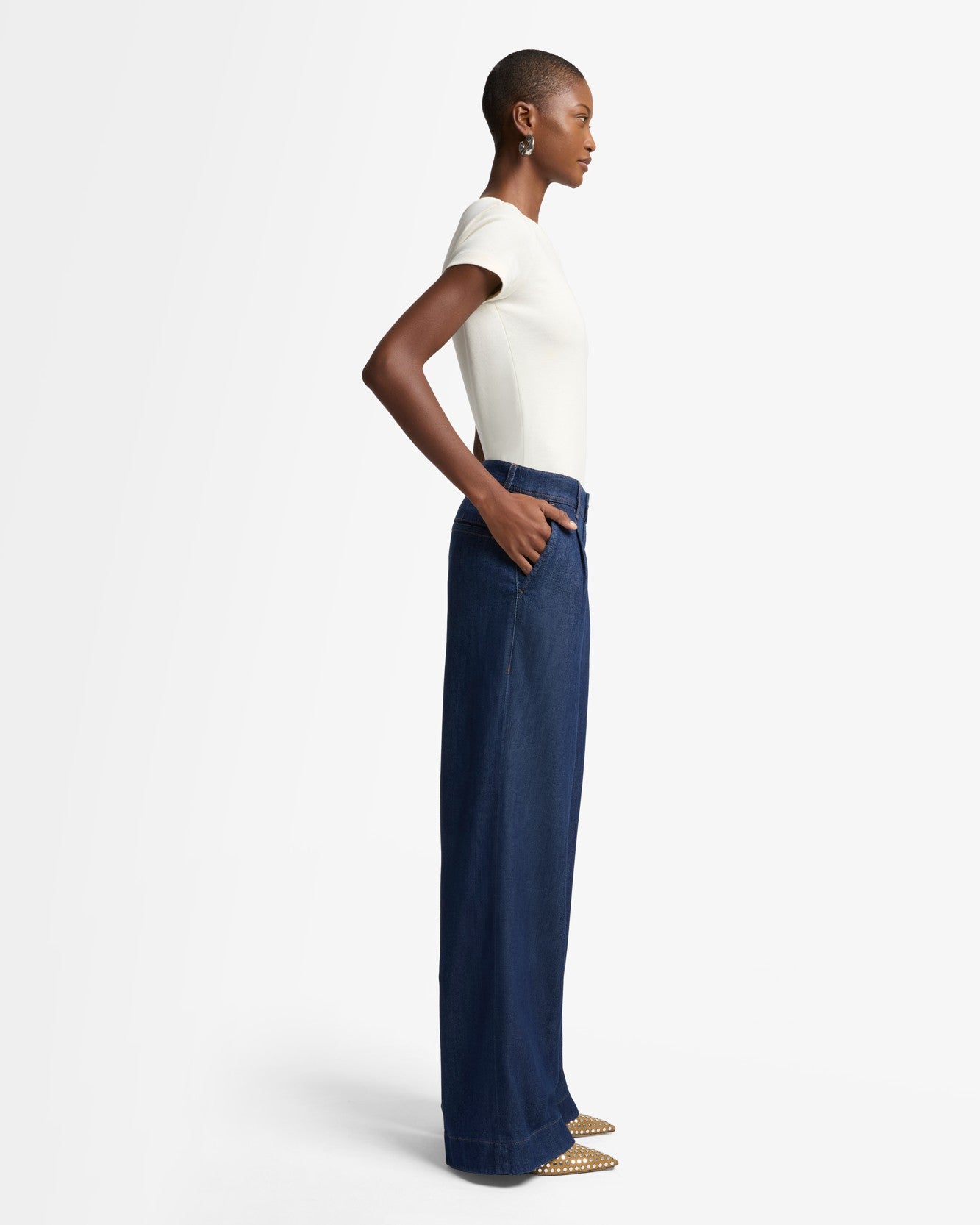 Weightless Pleated Denim Trouser in Halona