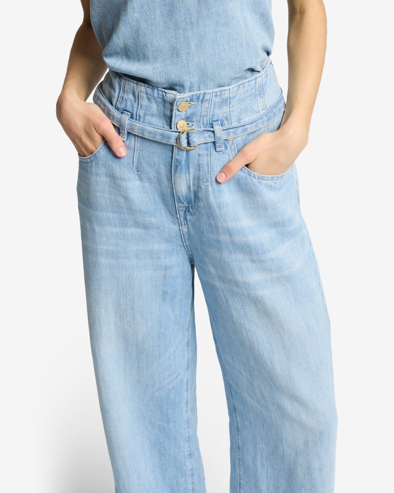 Indigo Linen Belted Wide Leg in Kansas