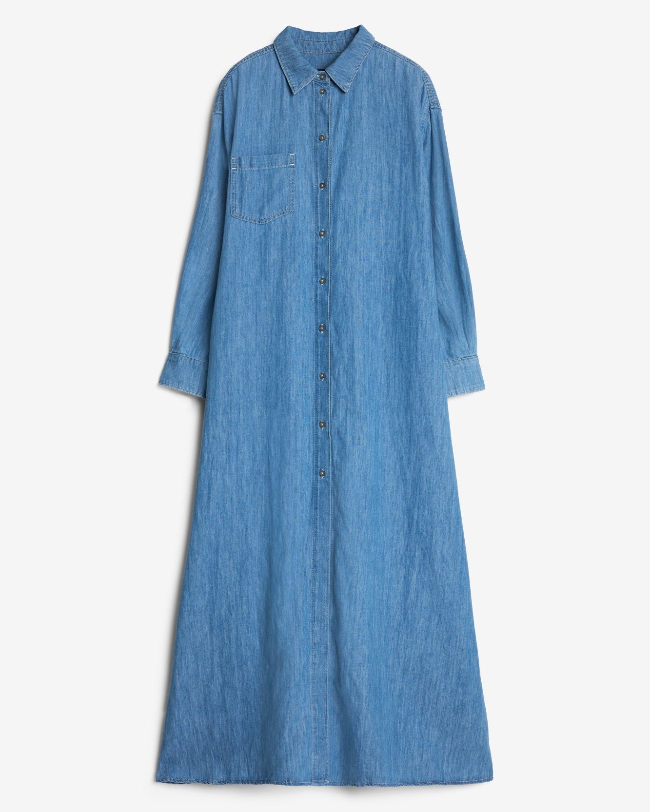 Indigo Linen Maxi Shirtdress in Icy