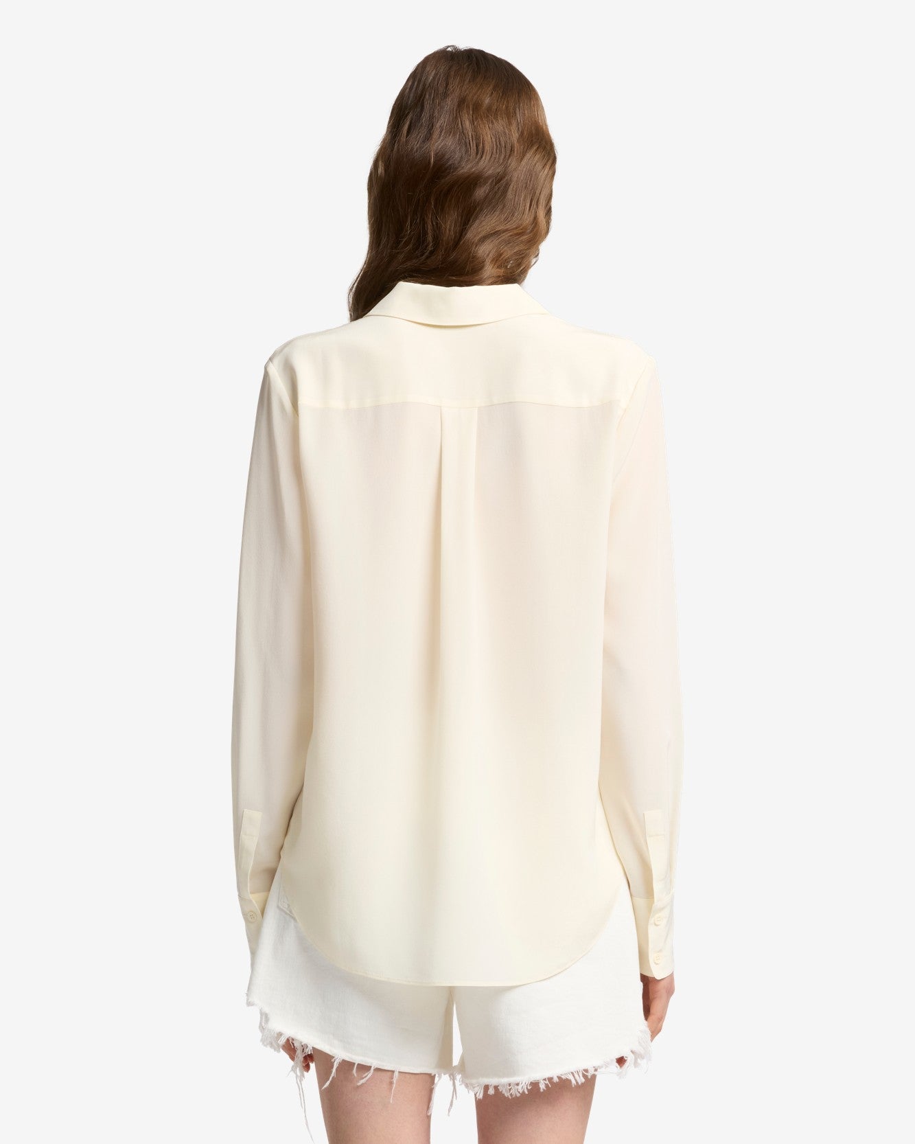Long Sleeve Silk Blouse in Ivory