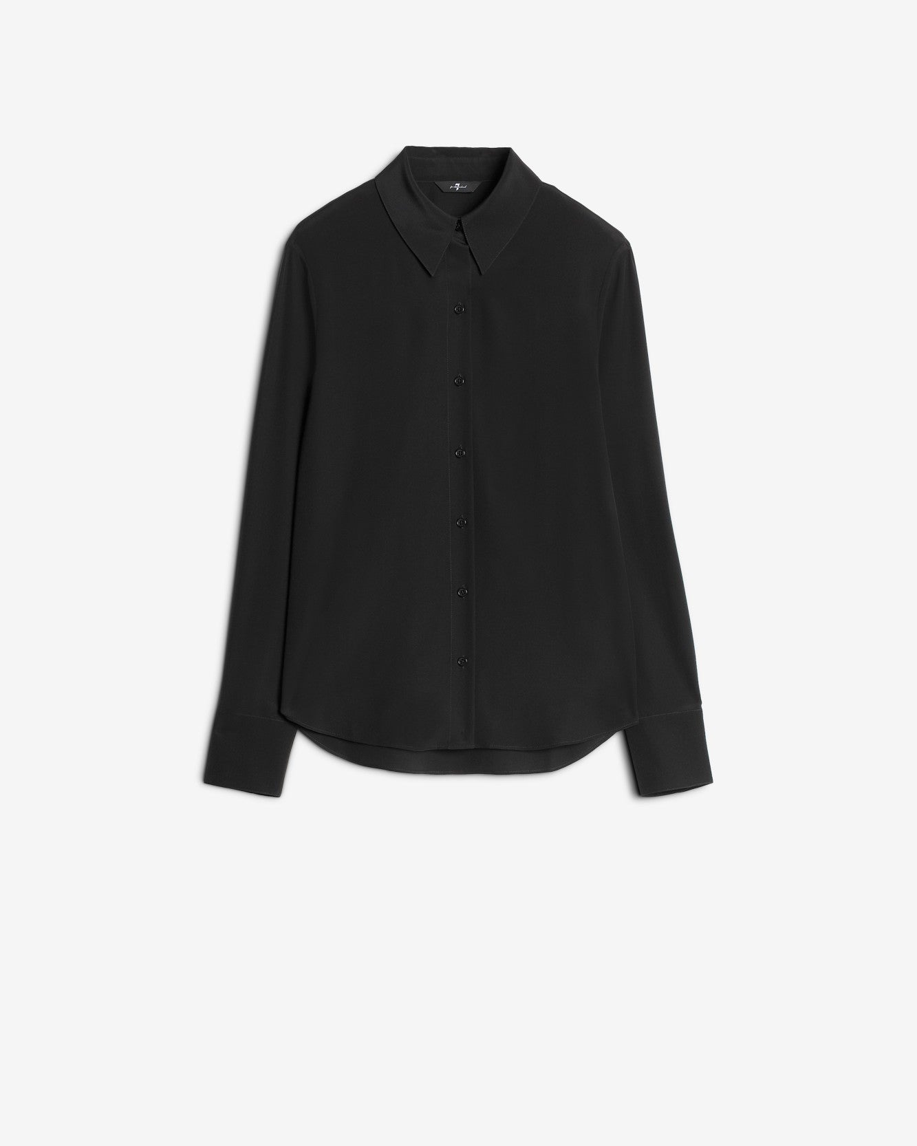 Long Sleeve Silk Blouse in Black