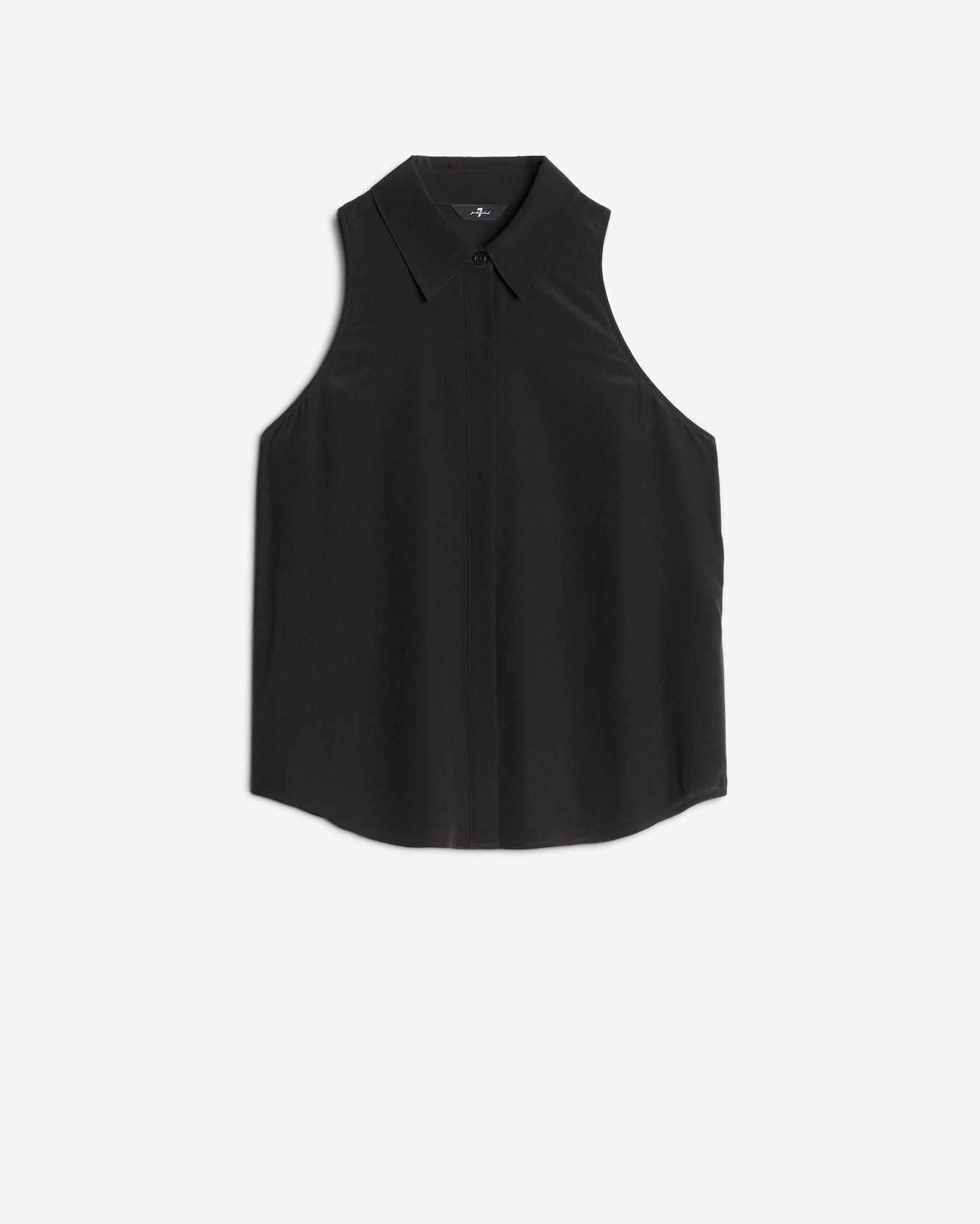 Sleeveless Silk Button Button Down in Black