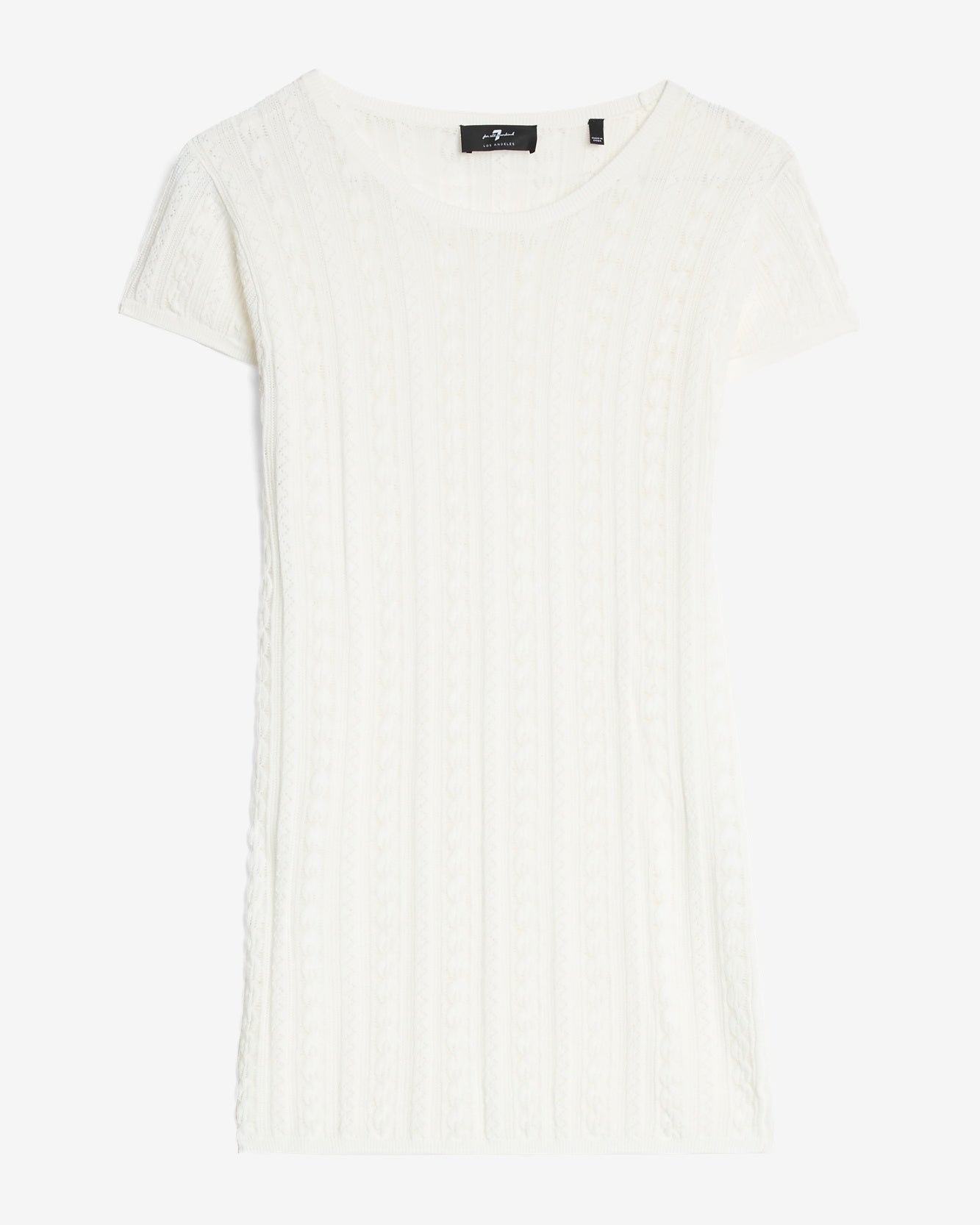 Short Sleeve Pointelle Crew Sweater in Ivory