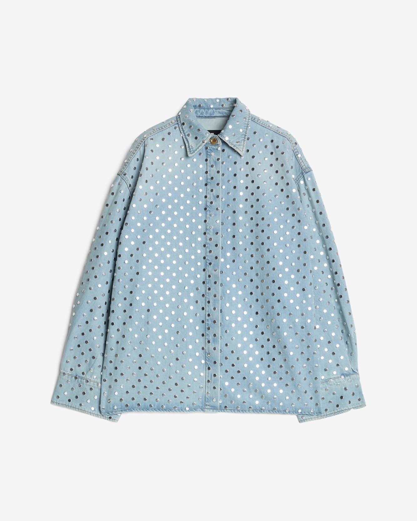 Studded Denim Overshirt in Bleach