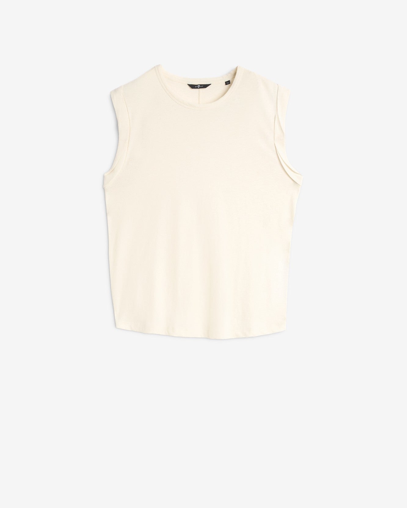 Linen Blend Muscle Tee in Ivory