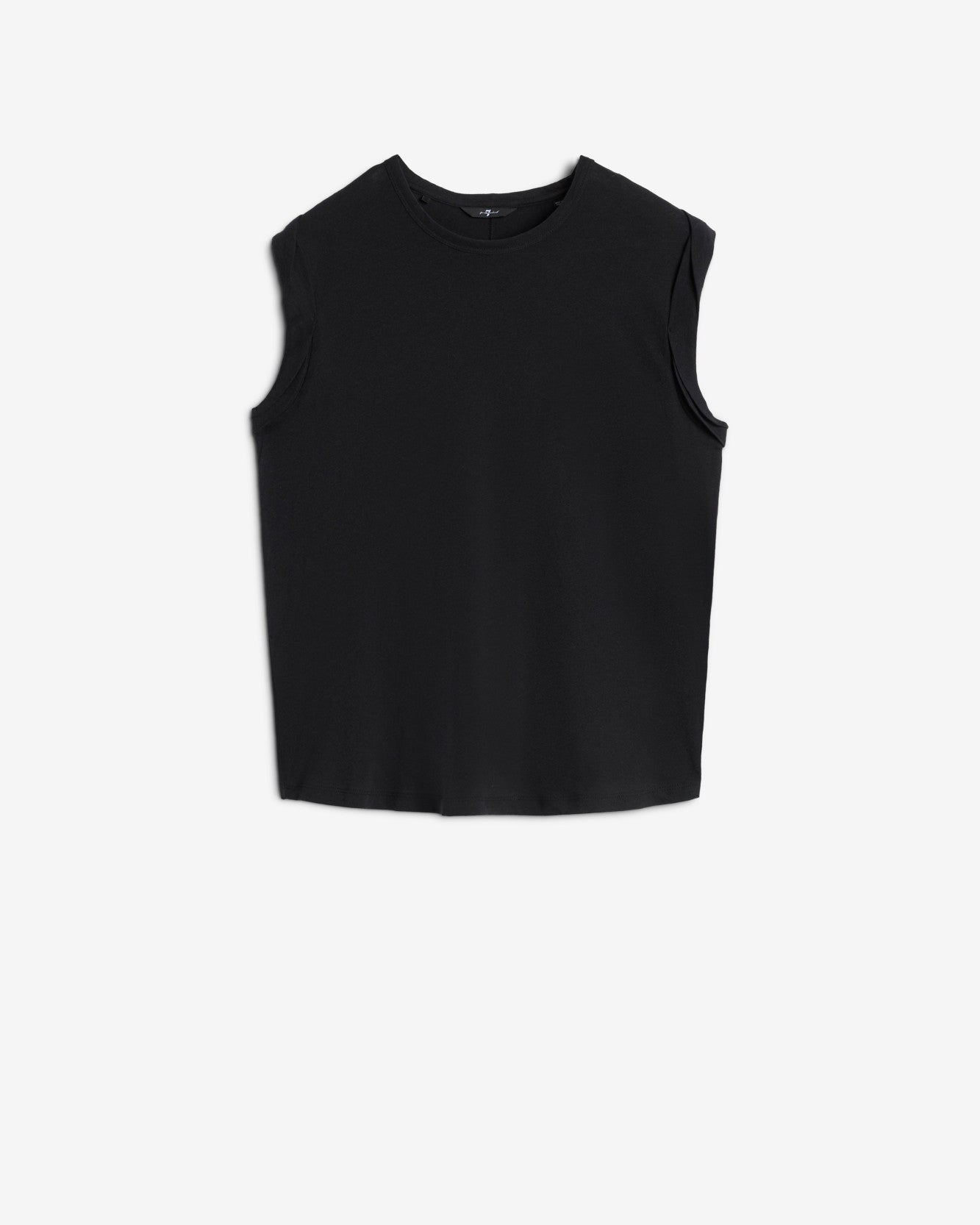 Linen Blend Muscle Tee in Black