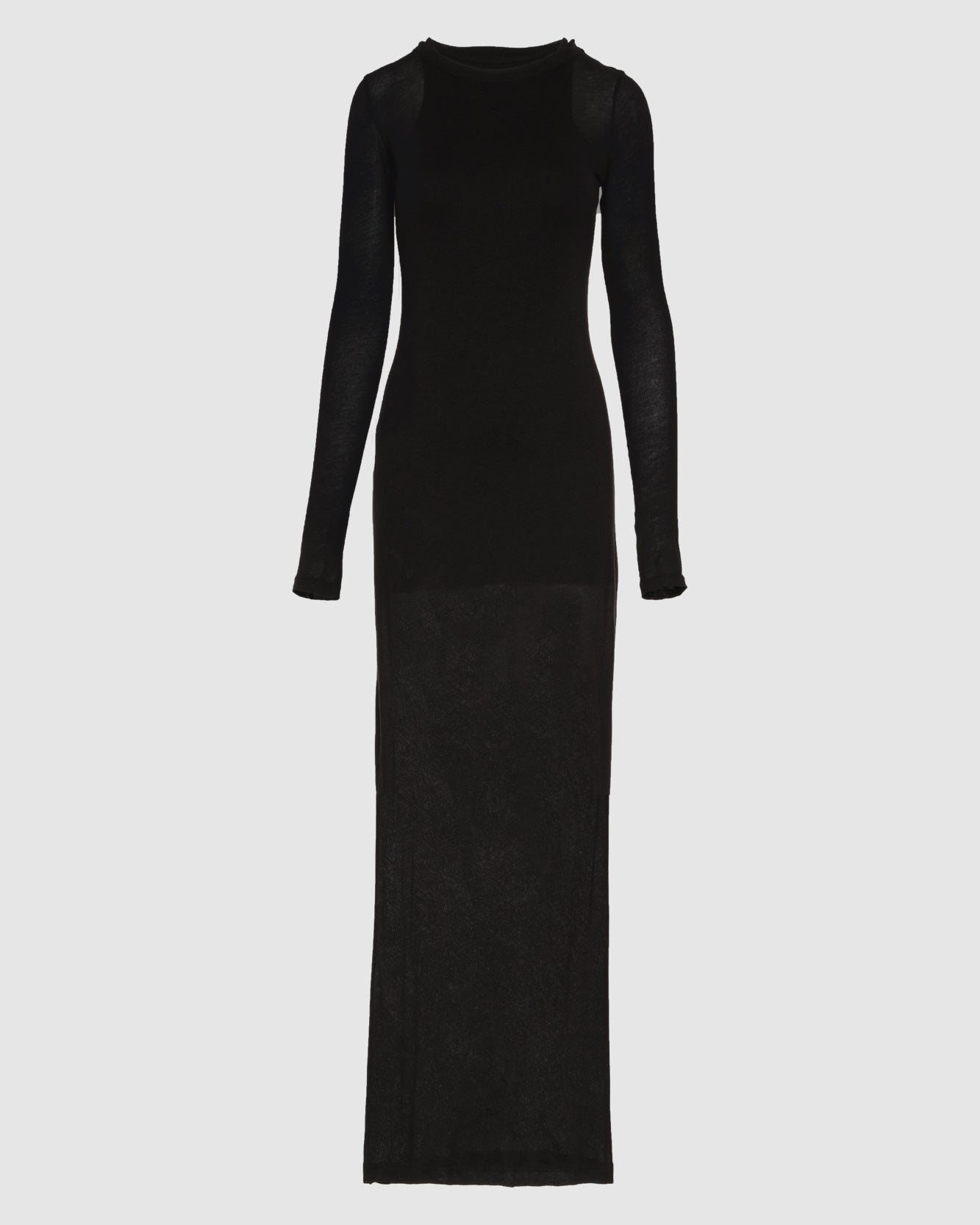 Sheer Long Sleeve Maxi Dress in Black
