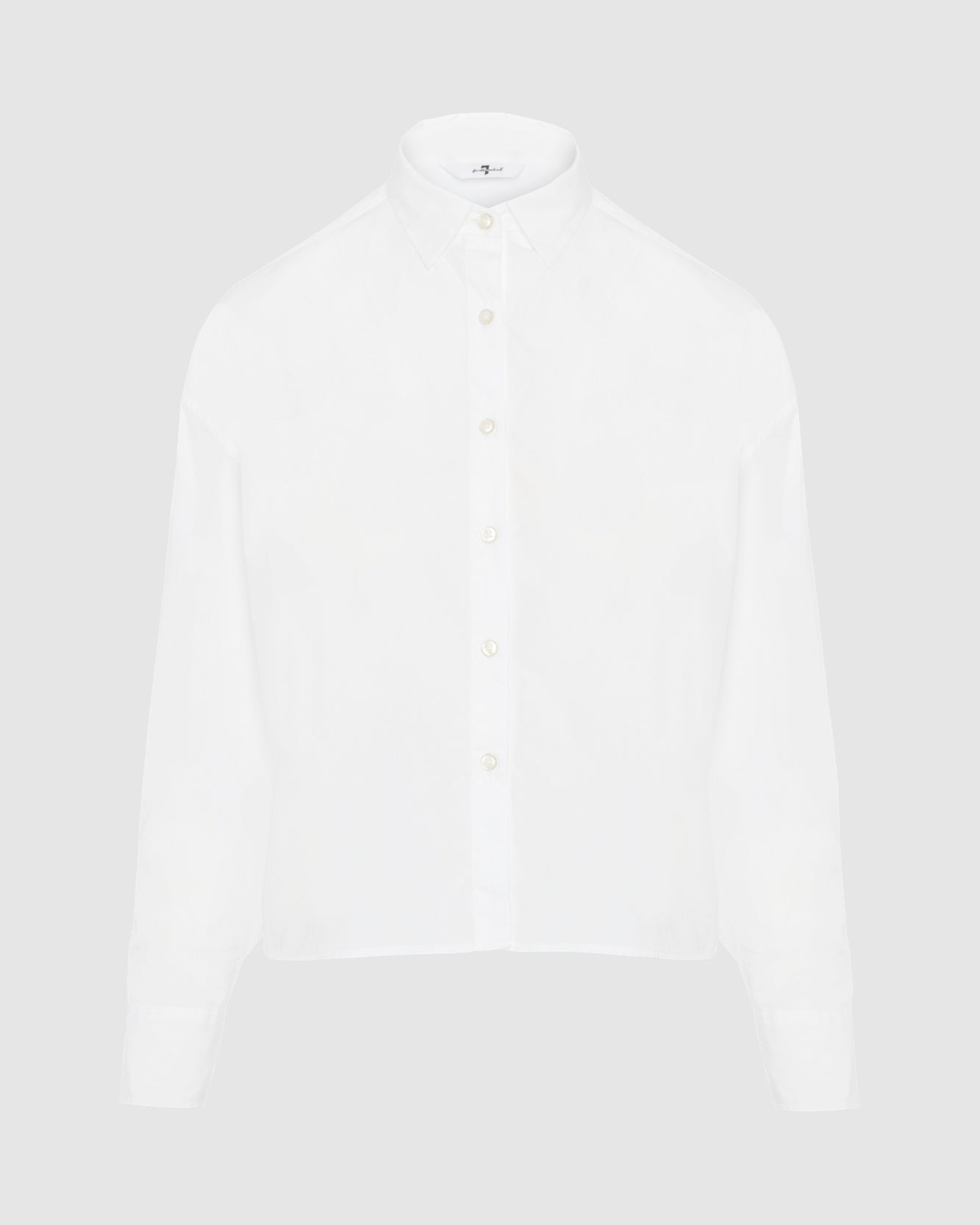 Cropped Poplin Button Down in White