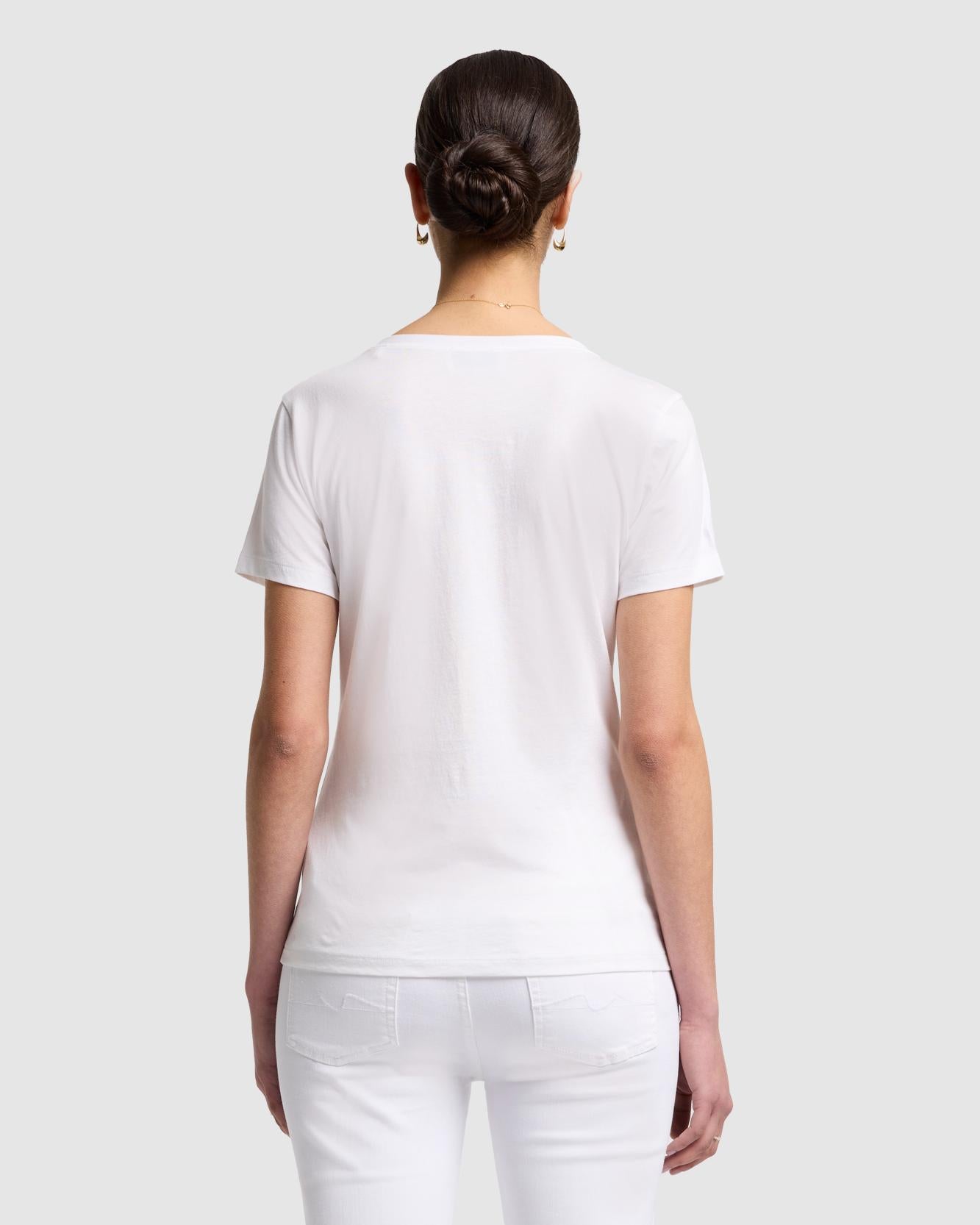 Pima Cotton Easy V-Neck Tee in Optic White