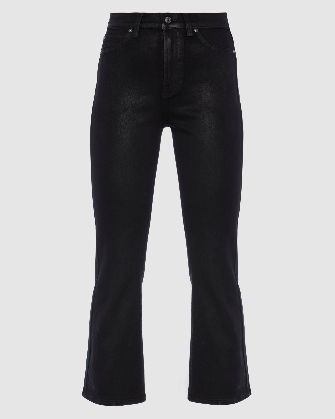 High Waist Slim Kick in Coated Black
