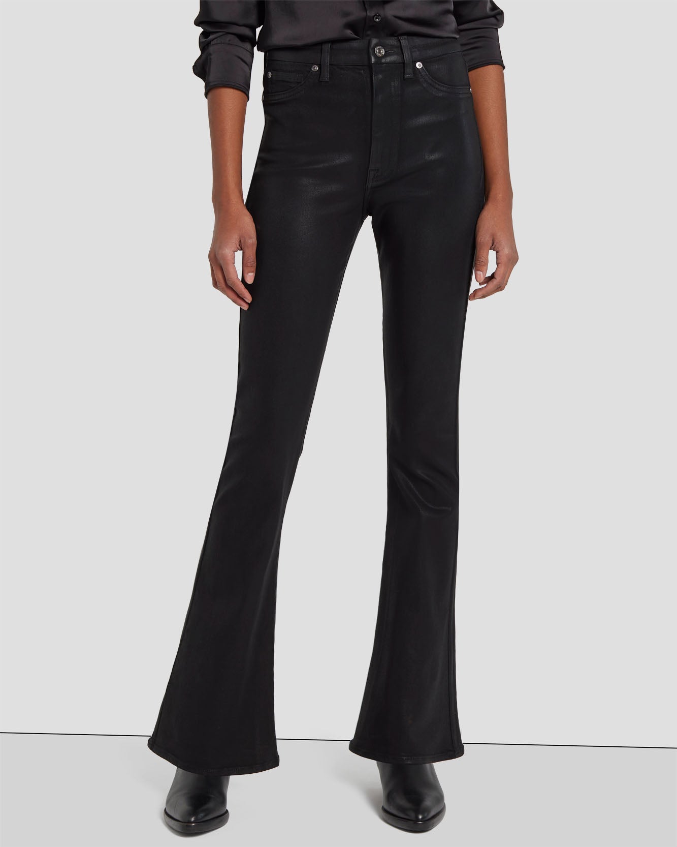 Tailorless Ultra High Rise Skinny Boot in Coated Black