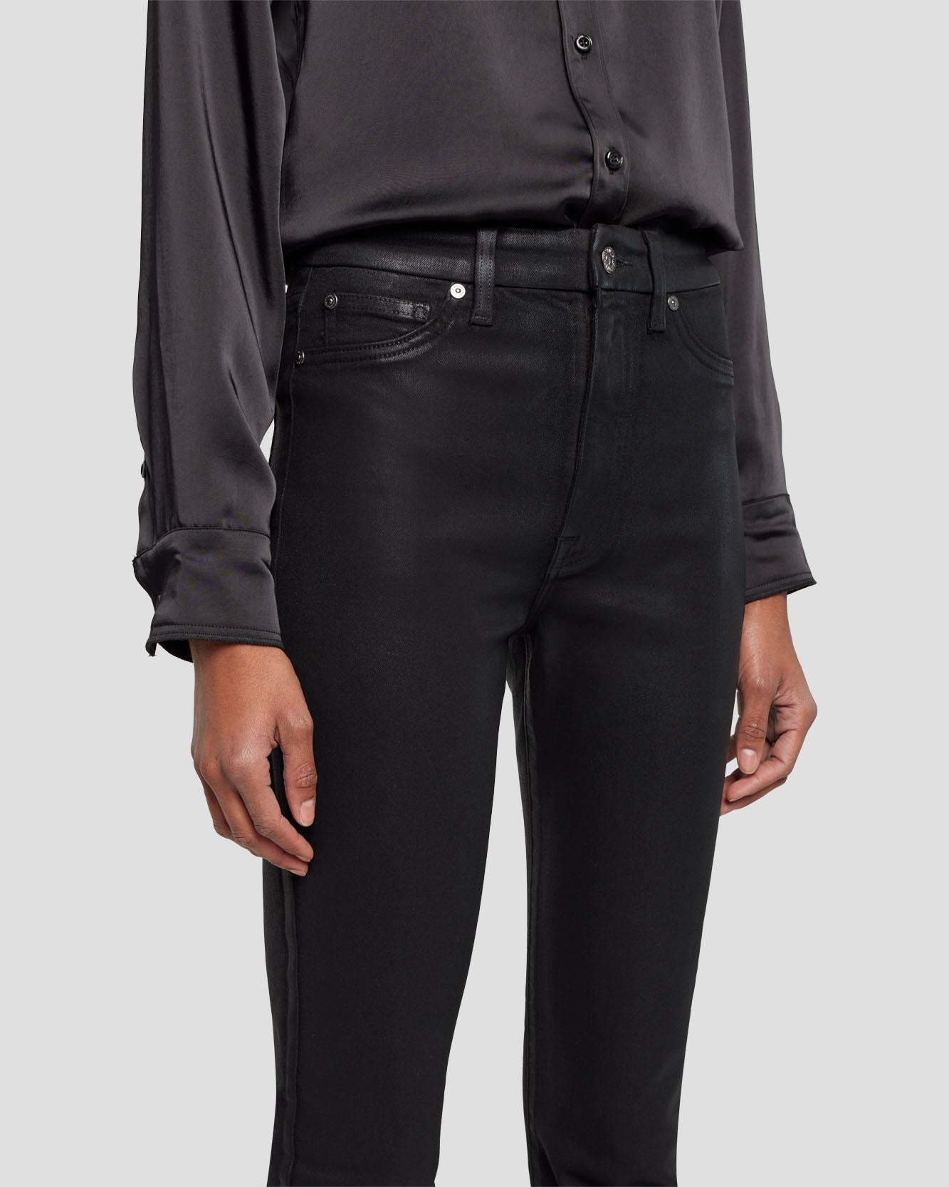 Tailorless Ultra High Rise Skinny Boot in Coated Black