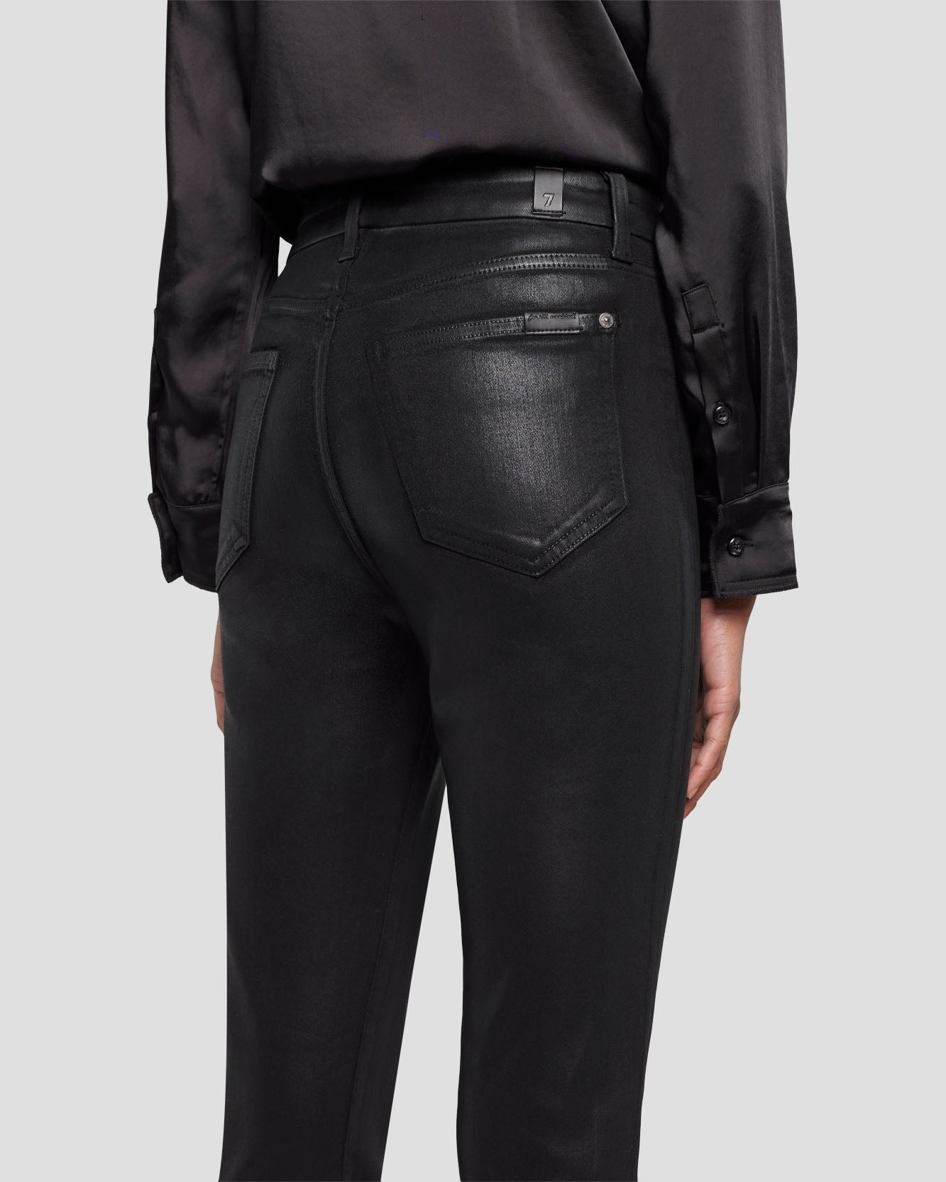 Tailorless Ultra High Rise Skinny Boot in Coated Black