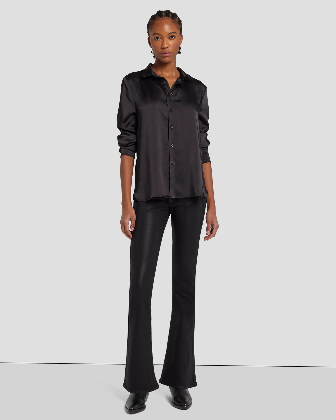 Tailorless Ultra High Rise Skinny Boot in Coated Black