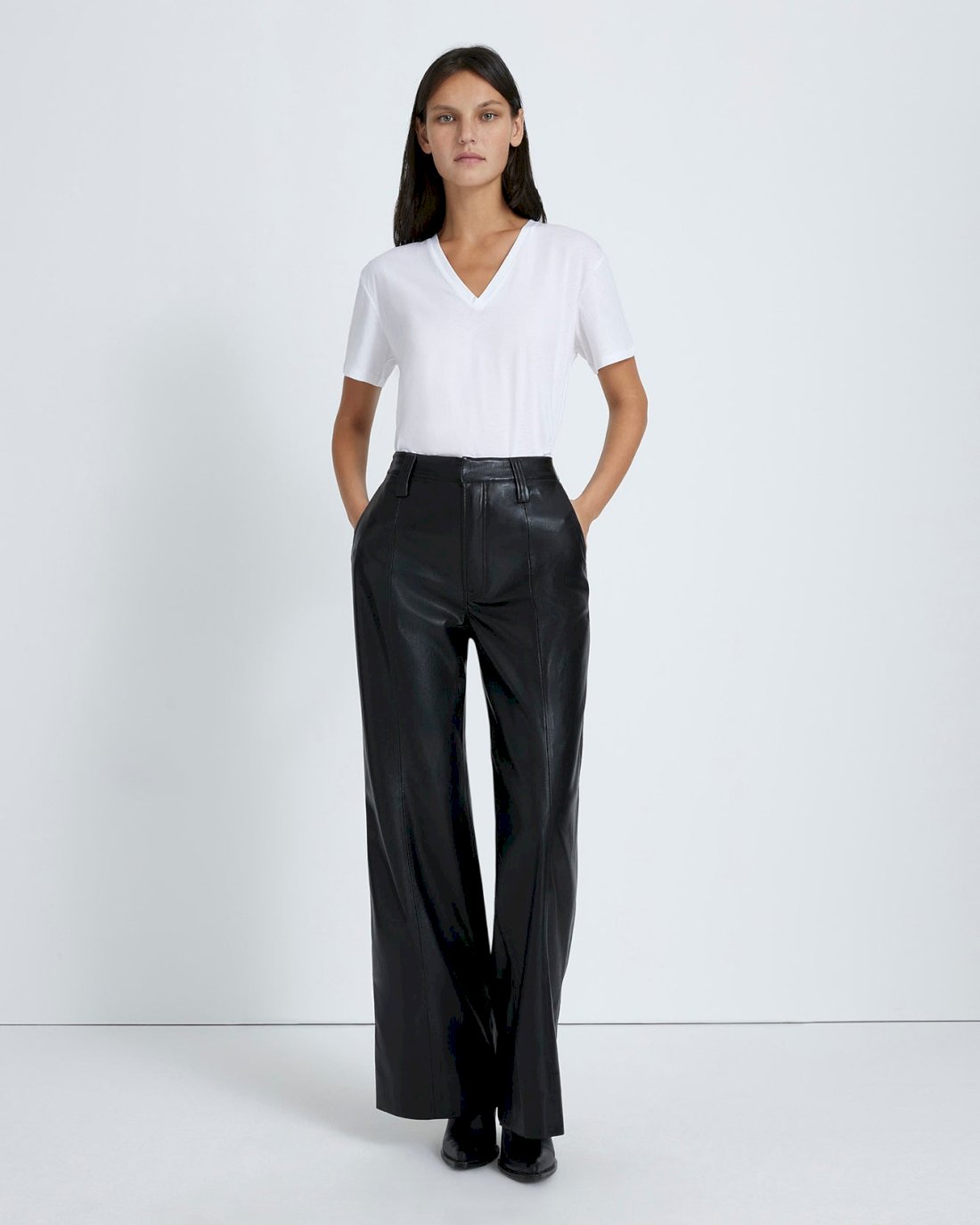 Faux Leather Easy Trouser in Black