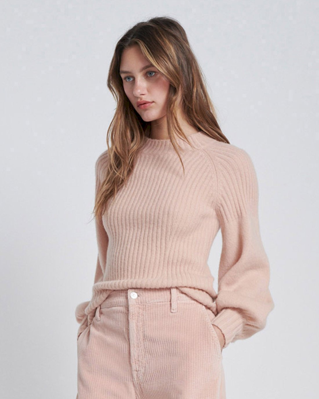 Lantern Sleeve Sweater in Blush